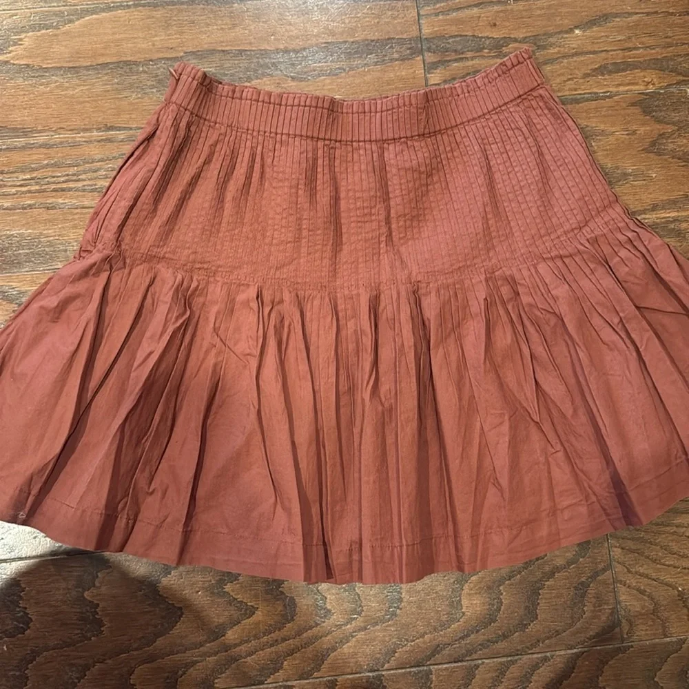 By anthropology Eula pintucked rust mini skirt, small